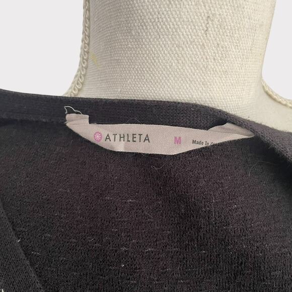 Athleta Black Thereafter Dress Sweater V Neck Striped Short Sleeve Size Medium - Picture 8 of 11